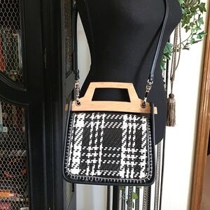 Stylish Charles & Keith Black and White Plaid Handbag